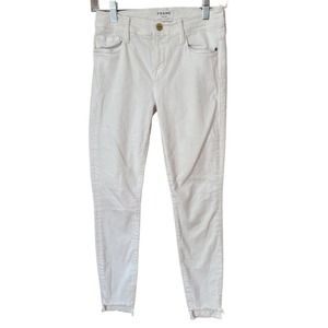 Frame White Le Skinny De Jeanne Step Hem Stretch Denim Jeans Womens Size 26